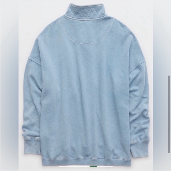 Aerie Getaway Quarter Snap Size XS Cloud Wash Blue Lounge Wear Sweatshirt NWOT - Picture 2 of 10